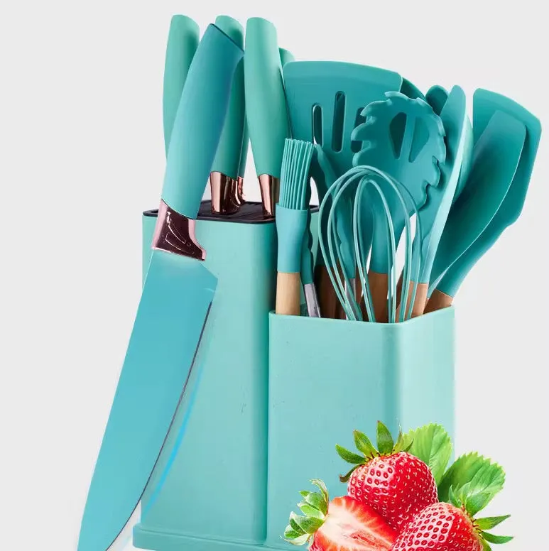 مجموعات أواني ملعقة مطبخ بمقبض خشبي - Sets Kitchen Spoon With Wooden Handle