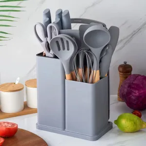 مجموعات أواني ملعقة مطبخ بمقبض خشبي - Sets Kitchen Spoon With Wooden Handle