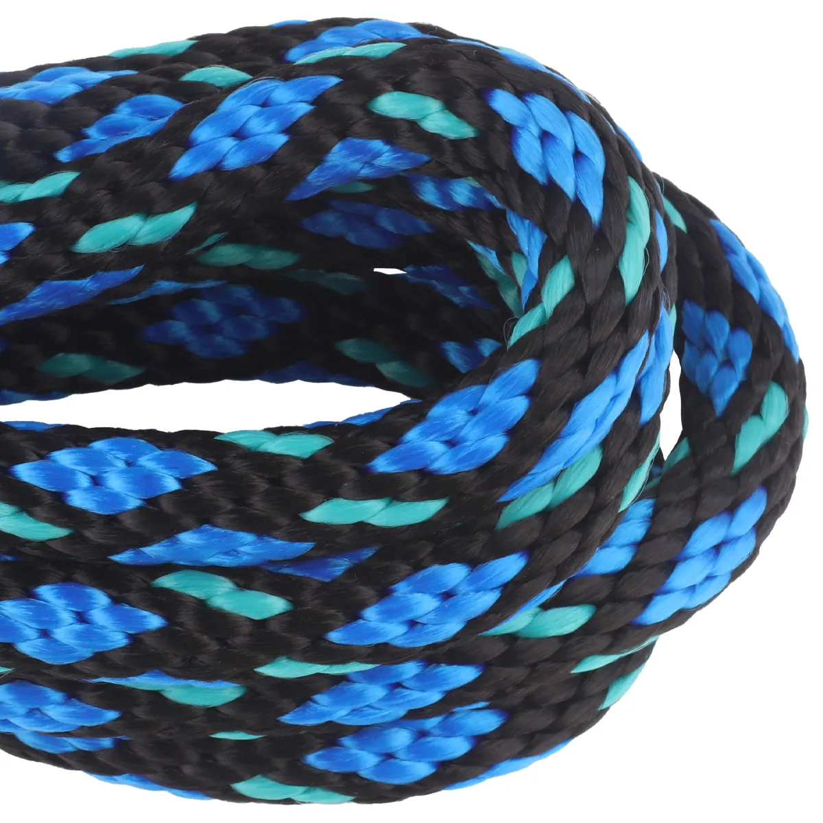 5/8 Solid Braid - Black w/ Blue Diamonds & Teal Tracer
