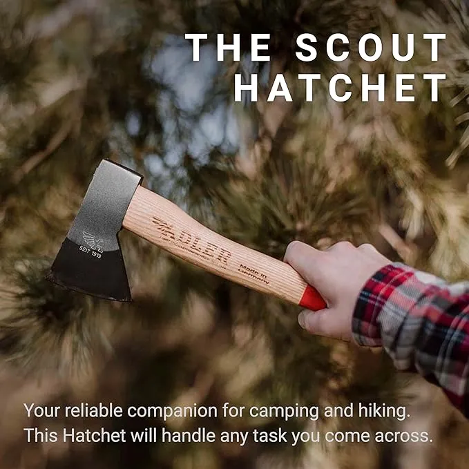 Adler - The Scout, 11.8", German Forged, Compact Hatchet for Camping & Hiking, Anti-Slip Wood Handle