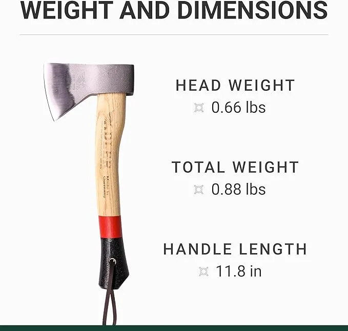 Adler - The Scout, 11.8", German Forged, Compact Hatchet for Camping & Hiking, Anti-Slip Wood Handle