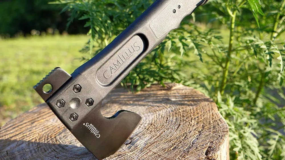 Camillus Camtrax 3-in-1 Hatchet, Hammer, and Folding Saw with Hard Molded Hatchet Sheath, Black (19142)