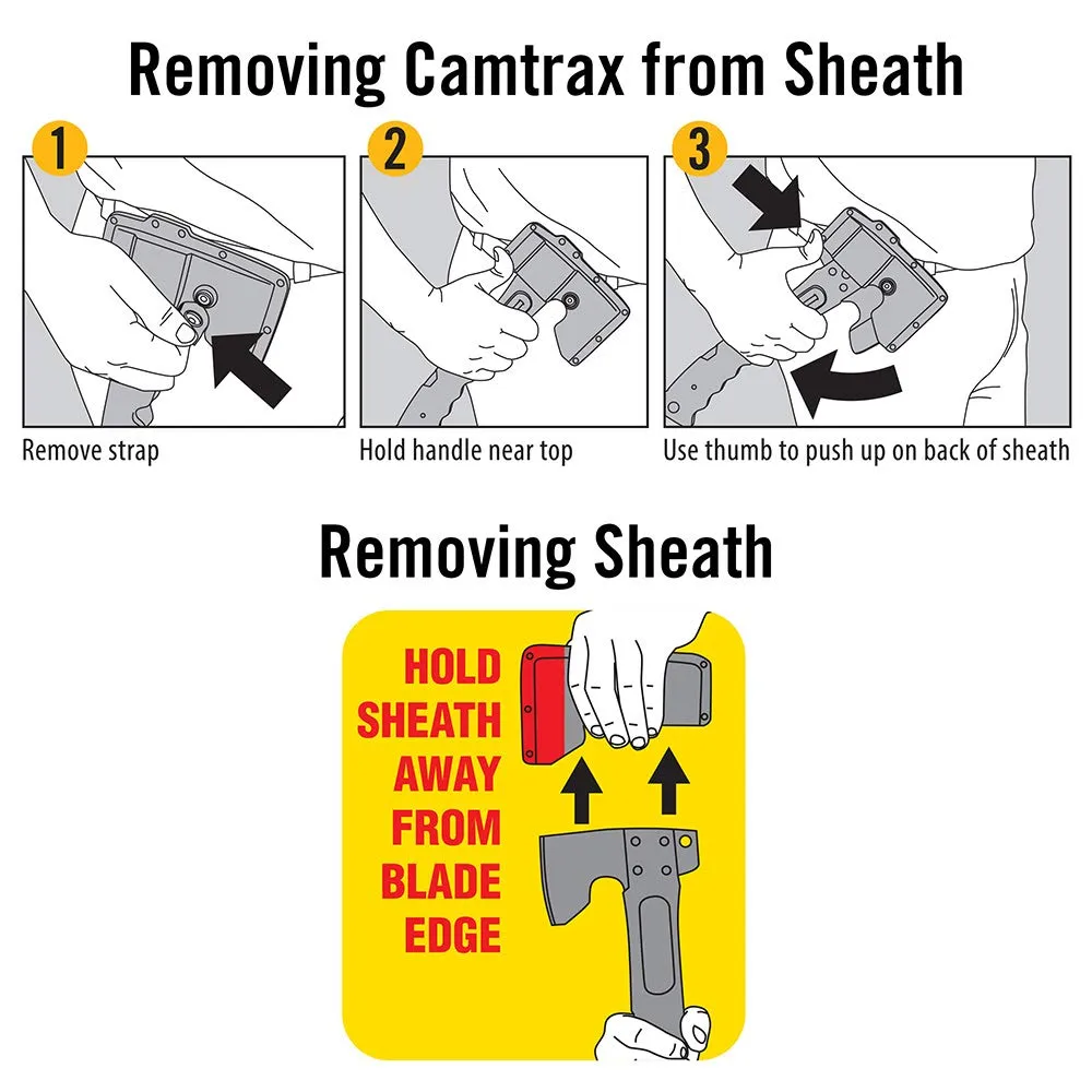 Camillus Camtrax 3-in-1 Hatchet, Hammer, and Folding Saw with Hard Molded Hatchet Sheath, Black (19142)
