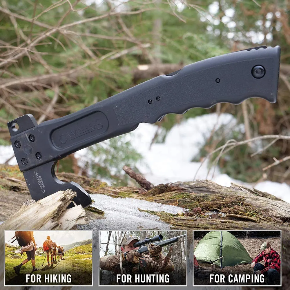 Camillus Camtrax 3-in-1 Hatchet, Hammer, and Folding Saw with Hard Molded Hatchet Sheath, Black (19142)