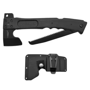 Camillus Camtrax 3-in-1 Hatchet, Hammer, and Folding Saw with Hard Molded Hatchet Sheath, Black (19142)