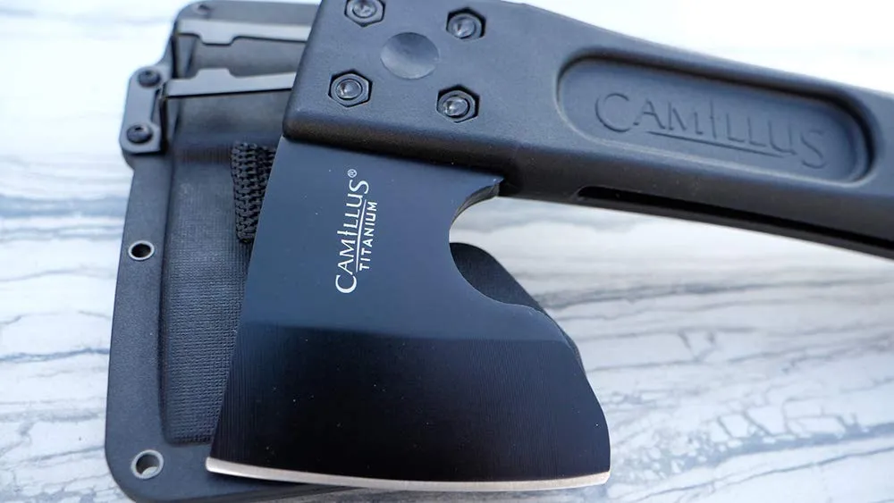 Camillus Camtrax 3-in-1 Hatchet, Hammer, and Folding Saw with Hard Molded Hatchet Sheath, Black (19142)