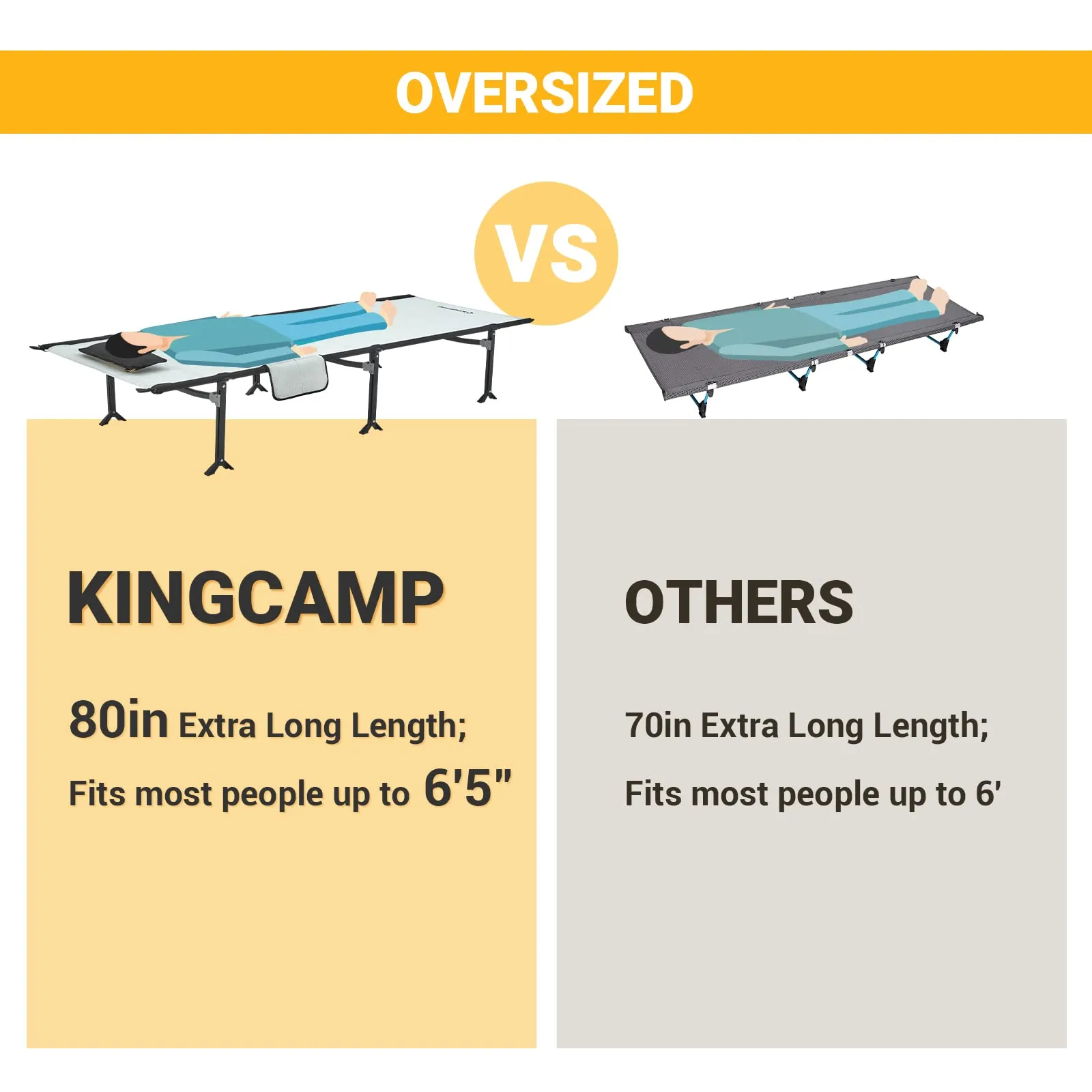 KingCamp Camping Extra Long Portable Cot
