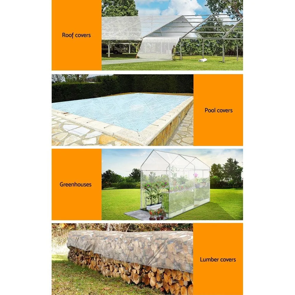 Poly Tarpaulin Heavy Duty Tarp 135gsm Cover - 3M x 4M - Clear