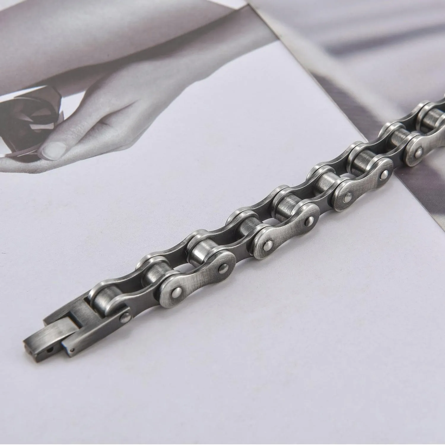 Street Punk Series Vintage Men's Chain Bicycle Bracelet Titanium Steel Bracelet