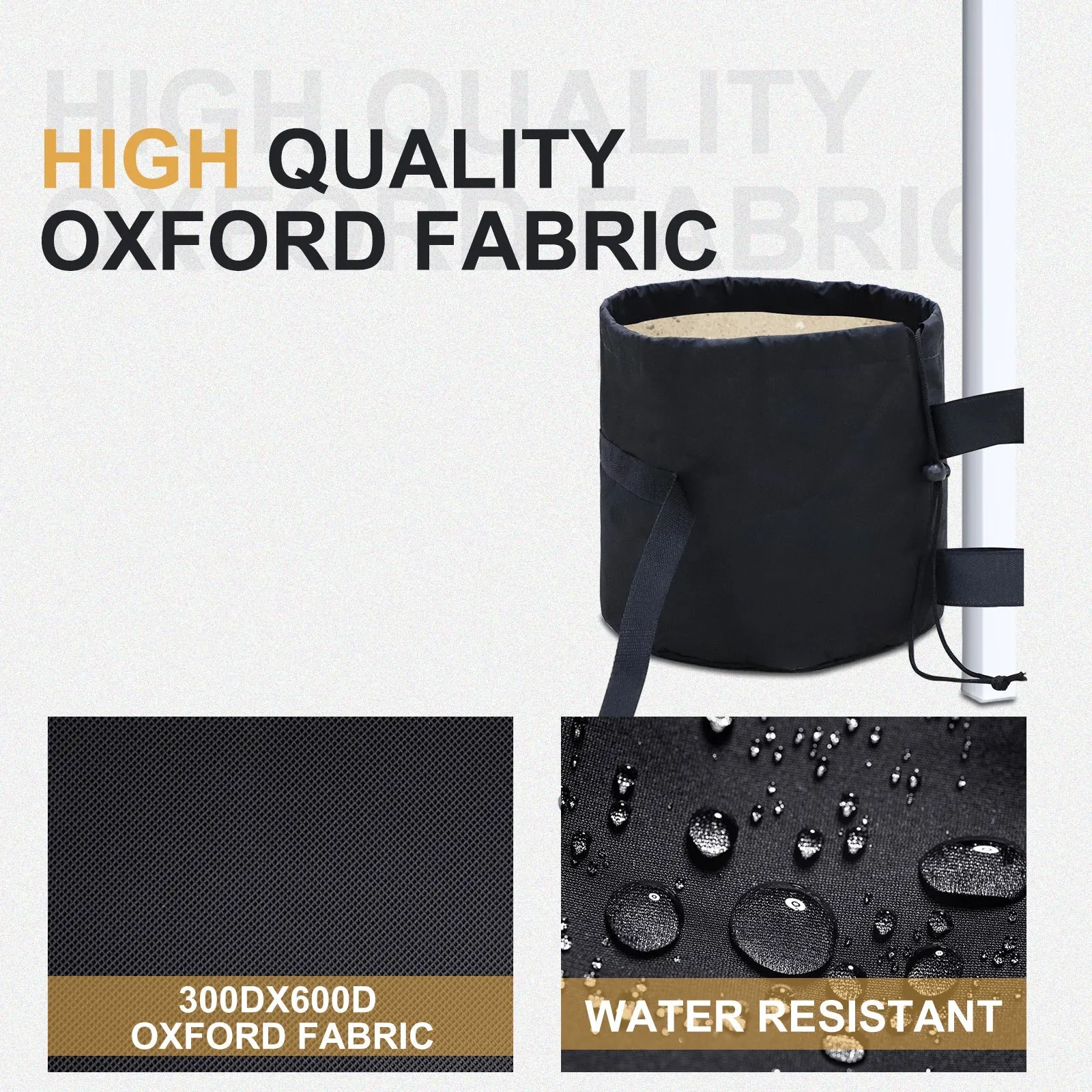 Wide-Mouth Quick-Fill Canopy and Tent Weight Bags, 160lbs Pack of 4, Black