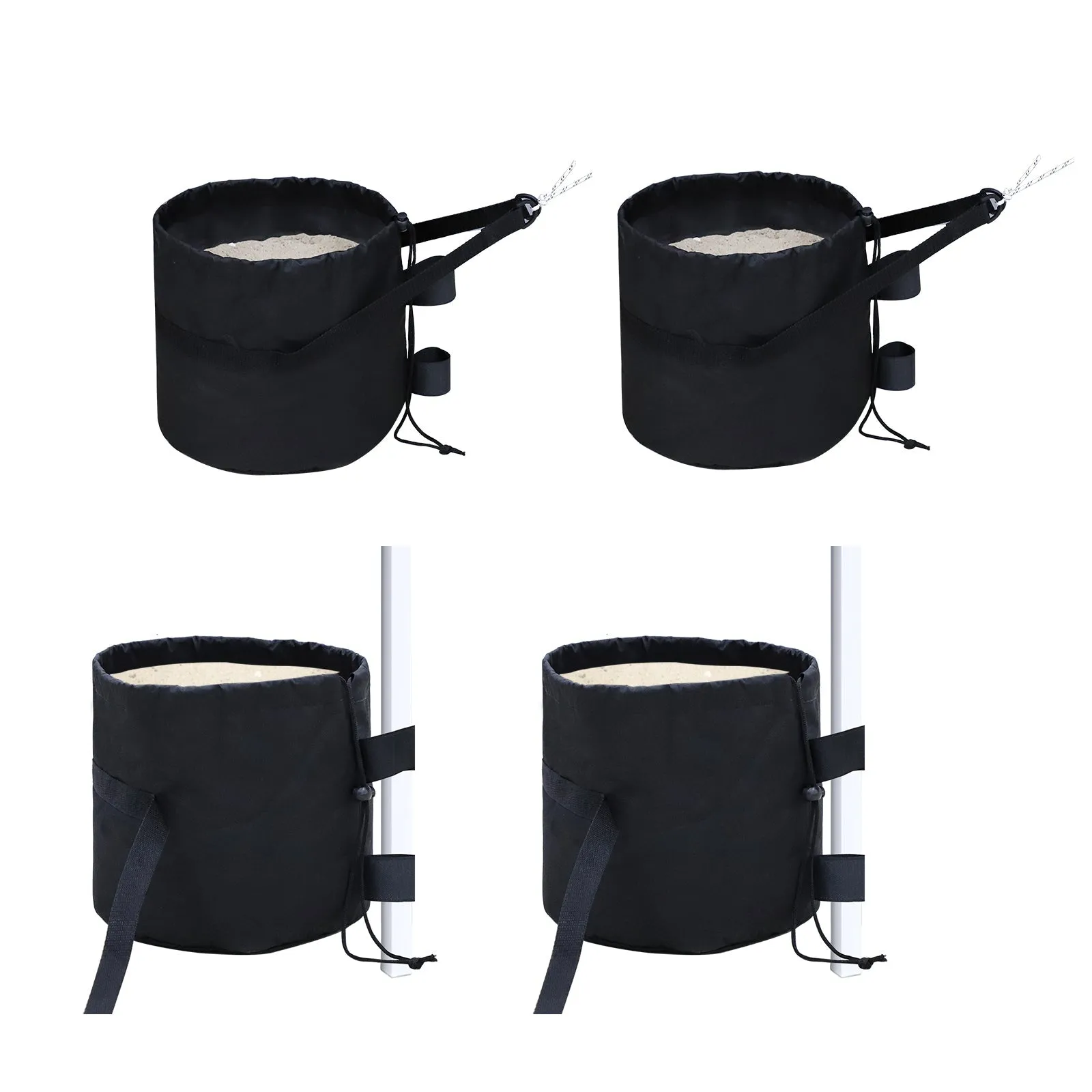 Wide-Mouth Quick-Fill Canopy and Tent Weight Bags, 160lbs Pack of 4, Black