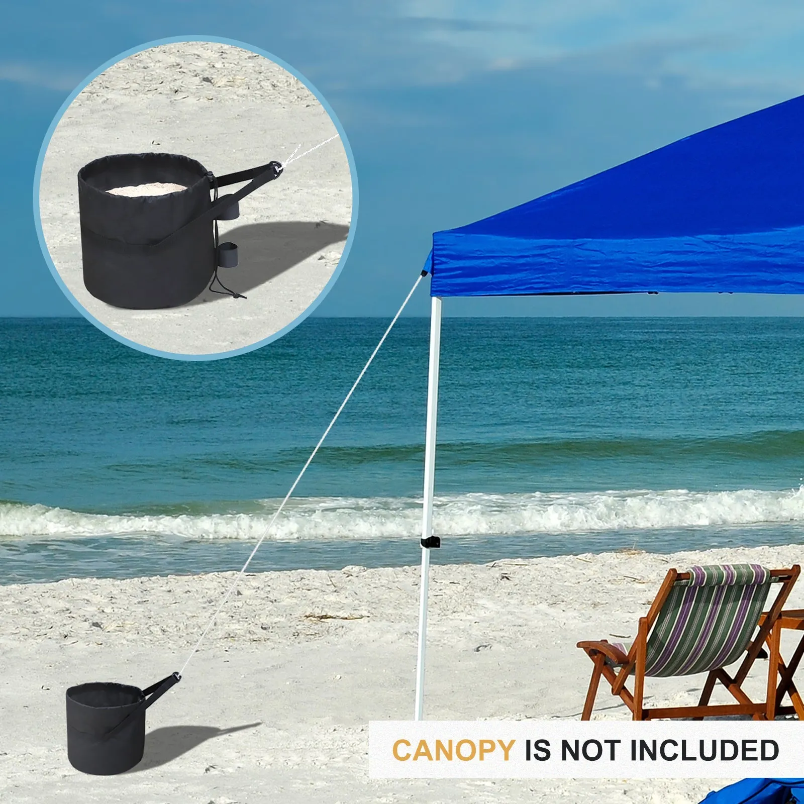 Wide-Mouth Quick-Fill Canopy and Tent Weight Bags, 160lbs Pack of 4, Black